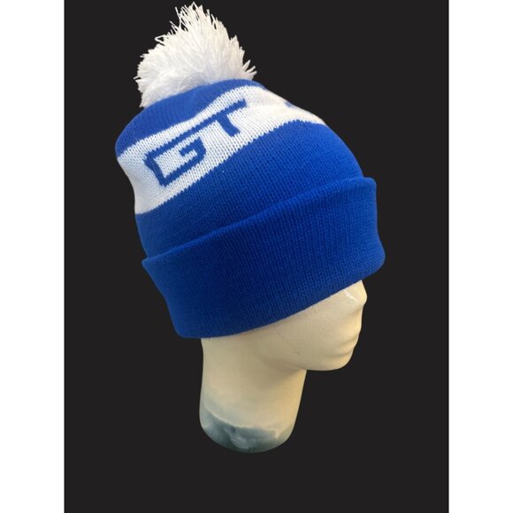 GT Blue & White Beanie Hat With Pom-Pom Grand Trunk Train - Picture 1 of 5